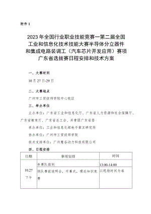 半导体分立器件和集成电路装调工（汽车芯片开发应用）赛项广东省选拔赛技术方案.docx