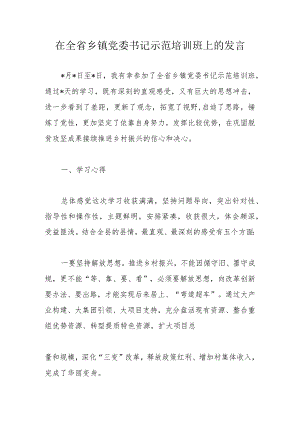 在全省乡镇党委书记示范培训班上的发言.docx