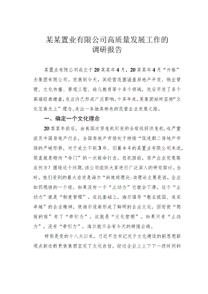 某某置业有限公司高质量发展工作的调研报告.docx