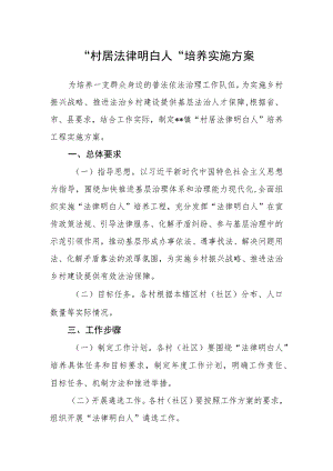 “村居法律明白人”培养实施方案.docx