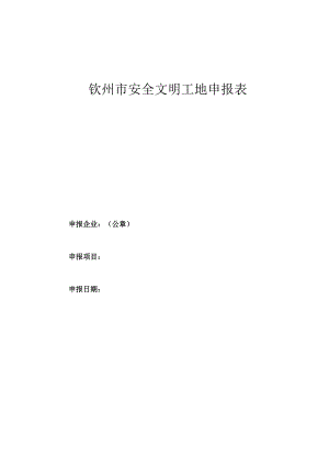 钦州市安全文明工地申报表.docx