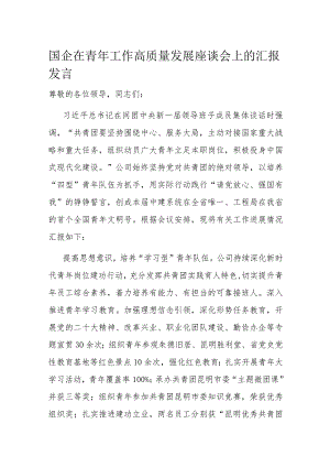 国企在青年工作高质量发展座谈会上的汇报发言.docx