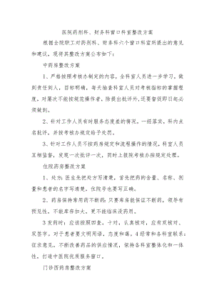 医院药剂科、财务科窗口科室整改方案五篇.docx