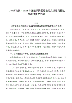 （10篇合集）2023年度组织开展巡查组反馈意见整改的推进情况总结.docx