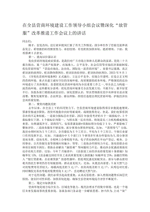 在全县营商环境建设工作领导小组会议暨深化“放管服”改革推进工作会议上的讲话.docx