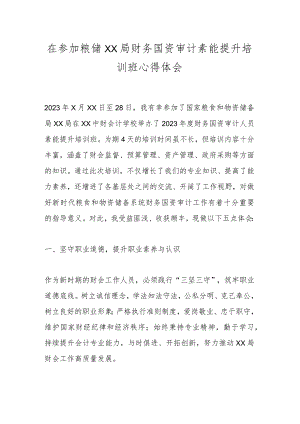 在参加粮储XX局财务国资审计素能提升培训班心得体会.docx