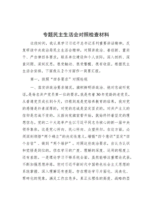 专题民主生活会对照检查材料(4).docx