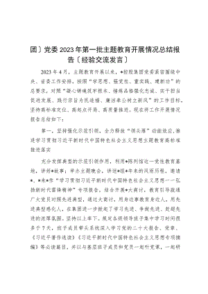国有企业（集团）党委2023年第一批主题教育开展情况总结报告（经验交流发言）.docx