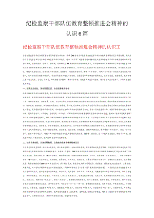 纪检监察干部队伍教育整顿推进会精神的认识6篇.docx