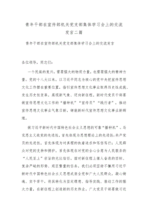青年干部在宣传部机关党支部集体学习会上的交流发言二篇.docx