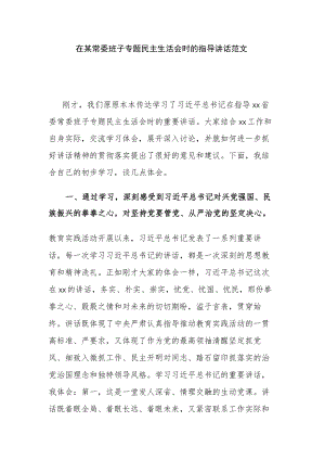 在某常委班子专题民主生活会时的指导讲话范文.docx