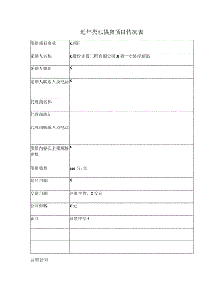 近年类似供货项目情况表（2023年）.docx