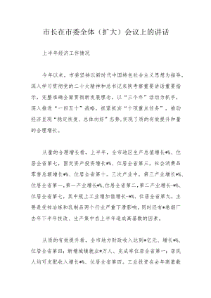 市长在市委全体（扩大）会议上的讲话.docx