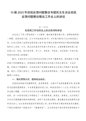 10篇2023年巡视反馈问题整改专题民主生活会巡视反馈问题整改整改工作会上的讲话.docx