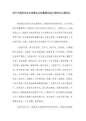 关于力戒形式主义官僚主义的重要论述心得体会汇篇范文.docx