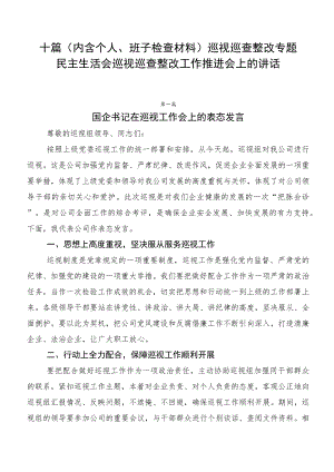 十篇巡视巡查整改专题民主生活会巡视巡查整改工作推进会上的讲话.docx