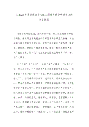 在2023年县委理论中心组主题教育读书研讨会上的发言提纲.docx