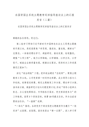 在国资国企系统主题教育巡回指导座谈会上的汇报发言(二篇).docx
