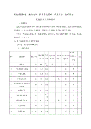 采购项目概述、采购清单、技术参数要求、质量要求、售后服务、其他要求及商务要求.docx