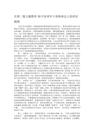 在第二批主题教育10月份青年干部座谈会上的讲话提纲.docx