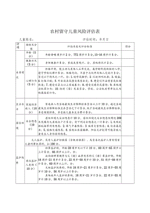 农村留守儿童风险评估表.docx