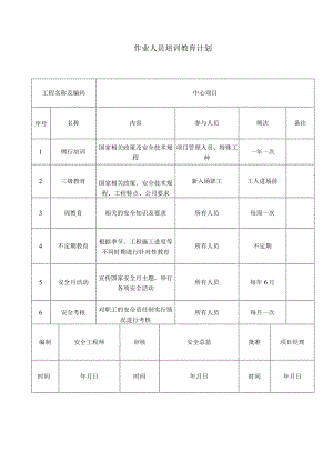 作业人员培训教育计划.docx