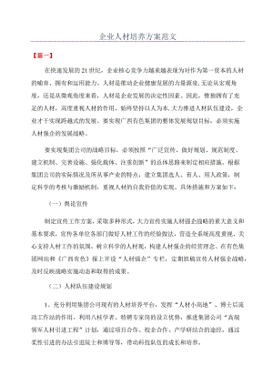 企业人才培养方案范文.docx