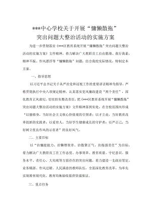 中心学校开展”慵懒散拖“实施方案.docx