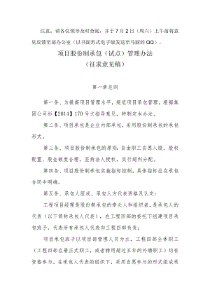 工程项目股份制承包管理办法（第三稿）.docx