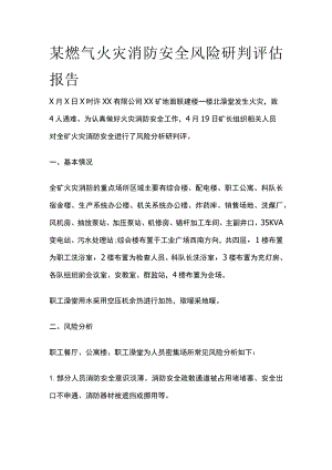 某燃气火灾消防安全风险研判评估报告.docx