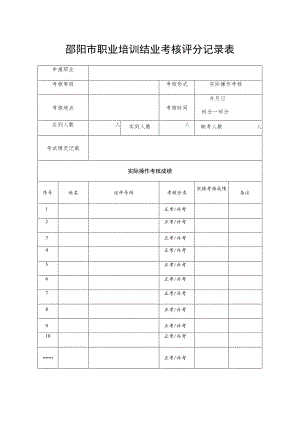 邵阳市职业培训结业考核评分记录表.docx