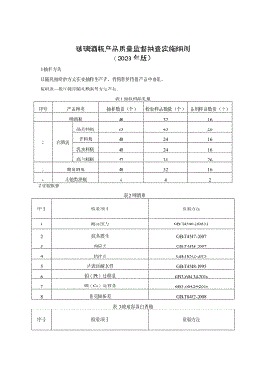玻璃酒瓶产品质量监督抽查实施细则（2023年版）.docx