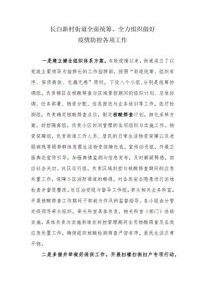 长白新村街道全面统筹、全力组织做好疫情防控各项工作.docx