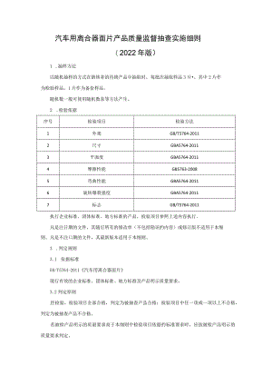 汽车用离合器面片产品质量监督抽查实施细则（2022年版）.docx