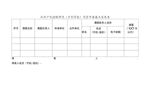 知识产权战略研究（专利导航）项目申报基本信息表.docx
