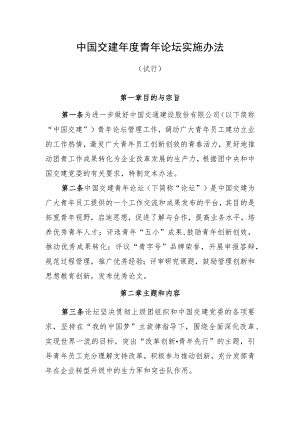 中国交建年度青年论坛实施办法.docx