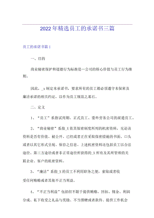 2022年精选员工的承诺书三篇.docx