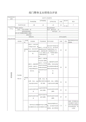 部门整体支出绩效自评表.docx