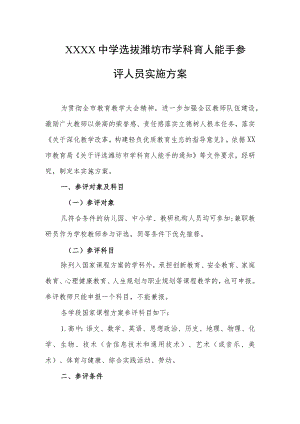 中学选拔潍坊市学科育人能手参评人员实施方案.docx