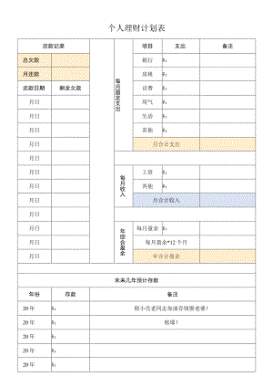 个人理财计划表.docx