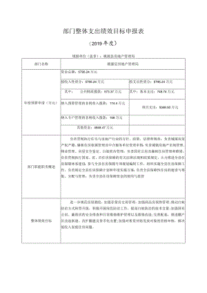 部门整体支出绩效目标申报019年度.docx