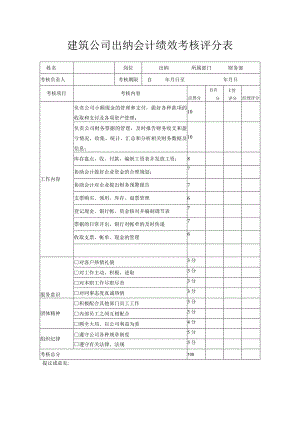 建筑公司出纳会计绩效考核评分表.docx