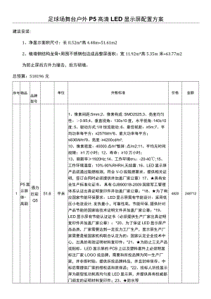 足球场舞台户外P5高清LED显示屏配置方案.docx