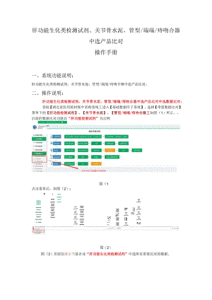 肝功能生化类检测试剂、关节骨水泥、管型端端痔吻合器中选产品比对操作手册.docx