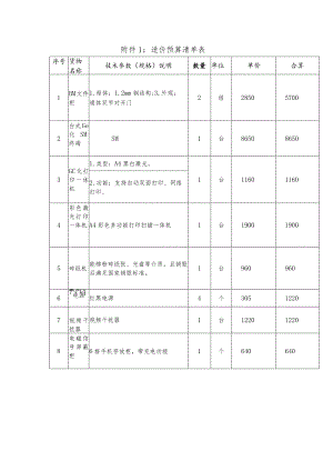 造价预算清单表.docx