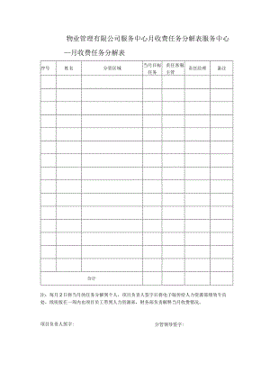 物业管理有限公司服务中心月收费任务分解表.docx