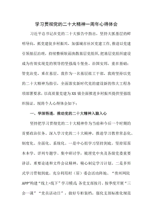 2023年卫健委党委书记学习贯彻党的二十大精神一周年心得体会.docx