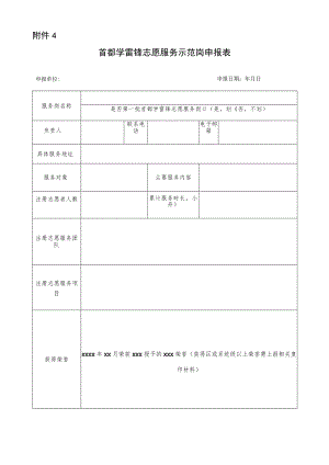 首都学雷锋志愿服务示范岗申报表.docx