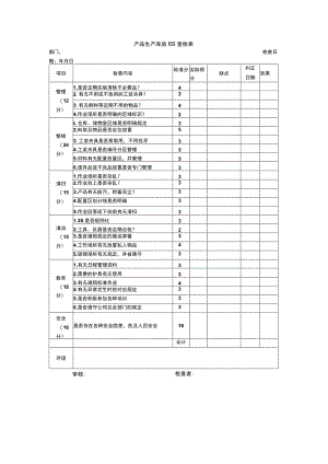 产品生产库房6S查检表.docx