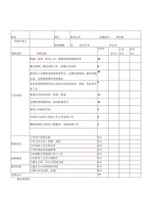 XX建筑公司项目部机电人员绩效考核评分表.docx